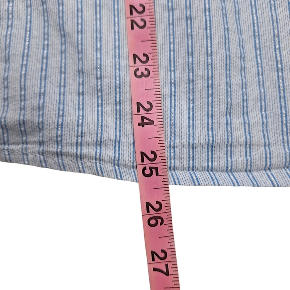 Westport Blue White Pullover Striped Short Ruffle‎ Sleeve Cotton Top Size 1X - Picture 12 of 12